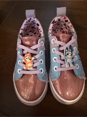 Girls' Glitter Pink & Light Bluey Character Sneakers